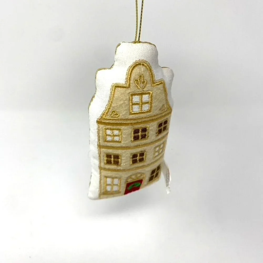 Target Fabric House with Red Door Christmas Tree Ornament Cream Wondershop™